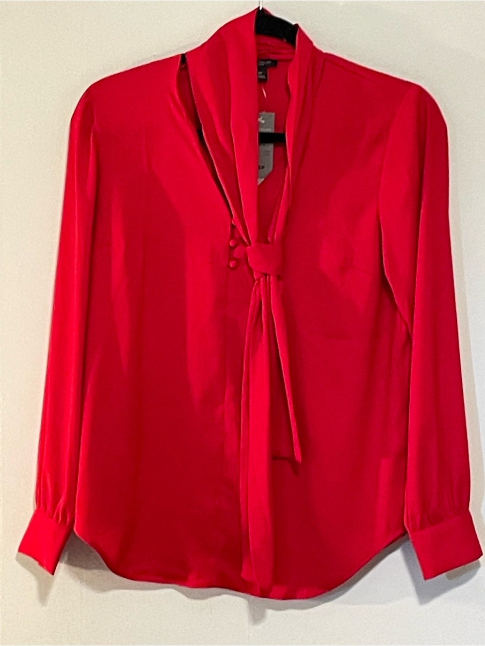 Elegant Red Tie-Neck Blouse - Women's Top